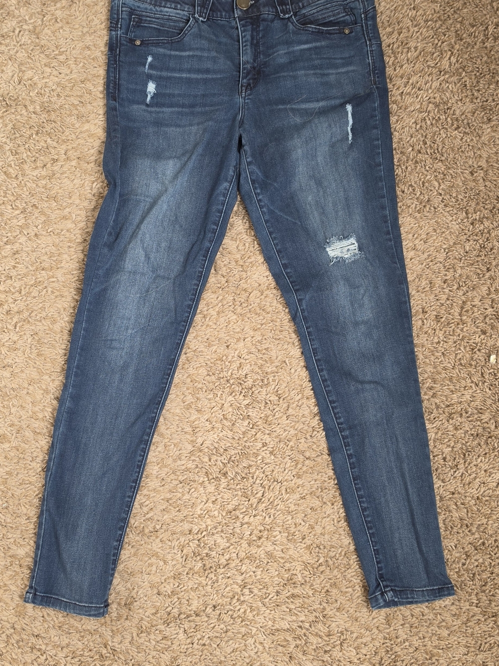 Democracy Skinny Jeans in Dark Blue Wash with Light Distressing